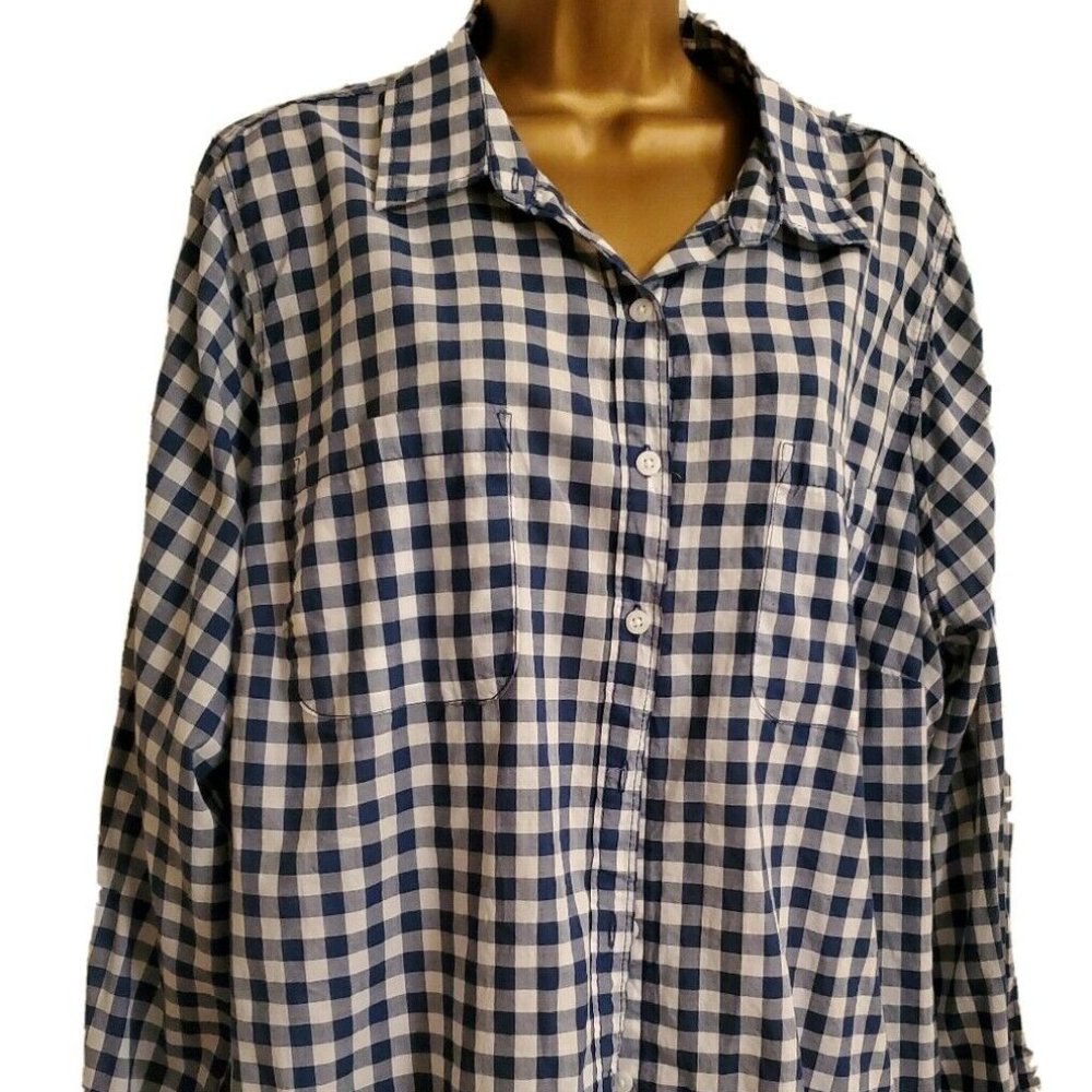 Sonoma Women's Sz 2X Button Down Check Top Blouse
